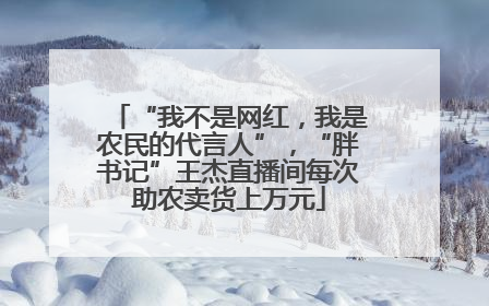 “我不是网红，我是农民的代言人”，“胖书记”王杰直播间每次助农卖货上万元