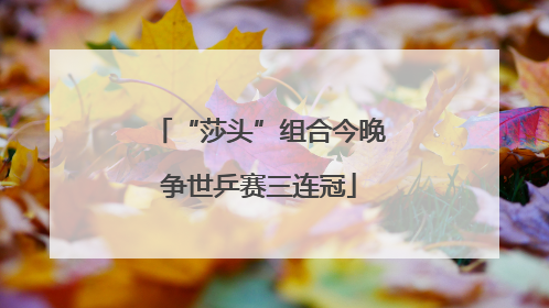 “莎头”组合今晚争世乒赛三连冠