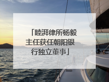 睦湃律所杨毅主任获任朝阳银行独立董事