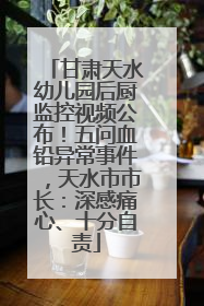 甘肃天水幼儿园后厨监控视频公布！五问血铅异常事件，天水市市长：深感痛心、十分自责