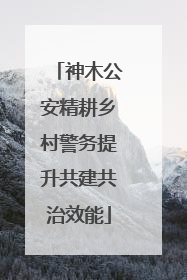 神木公安精耕乡村警务提升共建共治效能