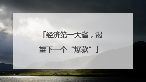 经济第一大省，渴望下一个“爆款”