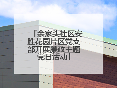 余家头社区安胜花园片区党支部开展廉政主题党日活动