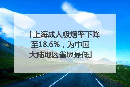 上海成人吸烟率下降至18.6%，为中国大陆地区省级最低