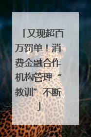 又现超百万罚单！消费金融合作机构管理“教训”不断