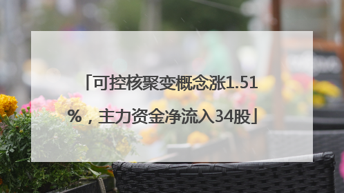 可控核聚变概念涨1.51%，主力资金净流入34股