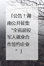 公告！湖南公开征集“全省退役军人就业合作签约企业”