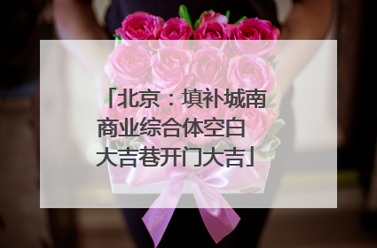 北京：填补城南商业综合体空白 大吉巷开门大吉
