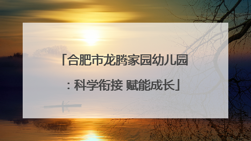 合肥市龙腾家园幼儿园：科学衔接 赋能成长