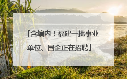 含编内！福建一批事业单位、国企正在招聘
