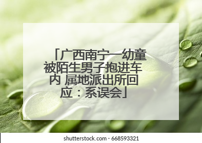 广西南宁一幼童被陌生男子抱进车内 属地派出所回应：系误会
