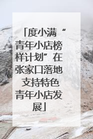 度小满“青年小店榜样计划”在张家口落地 支持特色青年小店发展