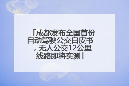 成都发布全国首份自动驾驶公交白皮书，无人公交12公里线路即将实测
