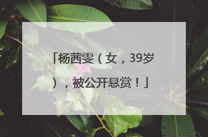 杨茜雯（女，39岁），被公开悬赏！