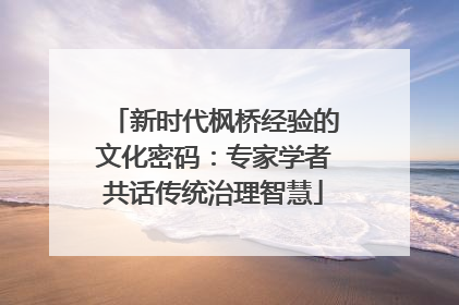 新时代枫桥经验的文化密码：专家学者共话传统治理智慧