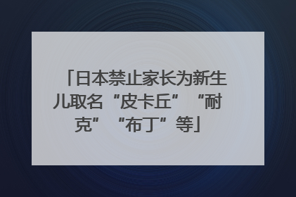 日本禁止家长为新生儿取名“皮卡丘”“耐克”“布丁”等