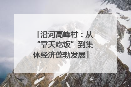 沿河高峰村：从“靠天吃饭”到集体经济蓬勃发展