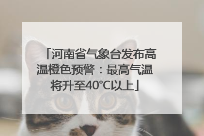 河南省气象台发布高温橙色预警：最高气温将升至40℃以上