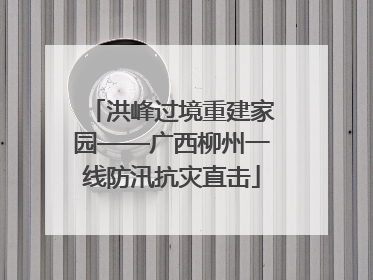 洪峰过境重建家园——广西柳州一线防汛抗灾直击