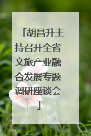 胡昌升主持召开全省文旅产业融合发展专题调研座谈会