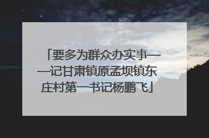 要多为群众办实事——记甘肃镇原孟坝镇东庄村第一书记杨鹏飞