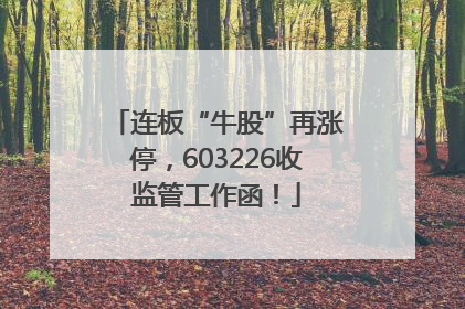 连板“牛股”再涨停，603226收监管工作函！