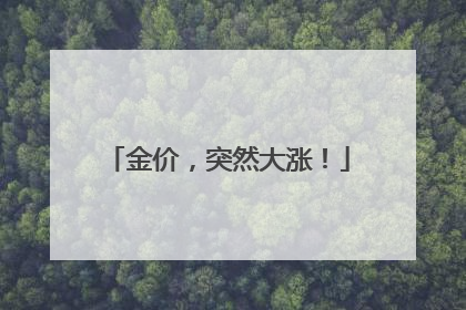 金价，突然大涨！