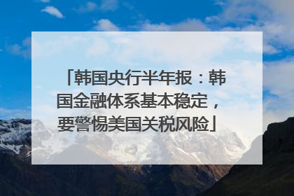 韩国央行半年报：韩国金融体系基本稳定，要警惕美国关税风险