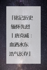 铭记历史 缅怀先烈丨唐克威：血洒水东 浩气长存