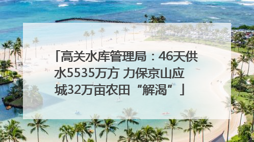 高关水库管理局：46天供水5535万方 力保京山应城32万亩农田“解渴”