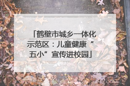 鹤壁市城乡一体化示范区：儿童健康“五小”宣传进校园