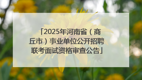 2025年河南省（商丘市）事业单位公开招聘联考面试资格审查公告