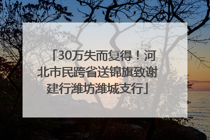 30万失而复得！河北市民跨省送锦旗致谢建行潍坊潍城支行