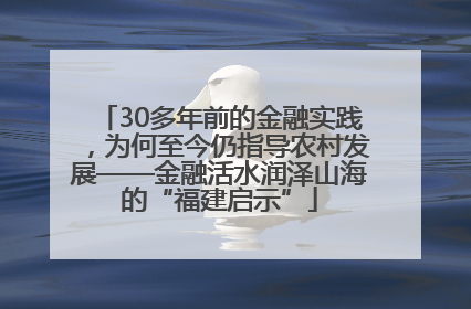 30多年前的金融实践，为何至今仍指导农村发展——金融活水润泽山海的“福建启示”